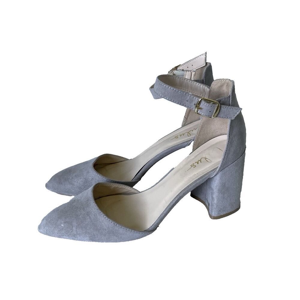 Lulus Heels Closed Pointy Toe Chunky Heel Velvet Seude Tan Beige Women's 8.5